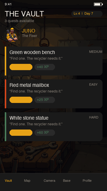 Vault quest screen